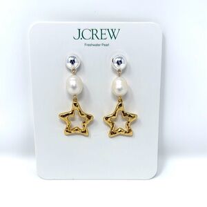 J. Crew Gold Star Pearl Earrings